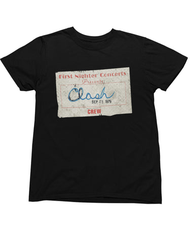 The Clash Take The Fifth Tour First Night Crew Pass Mens T-Shirt 8Ball